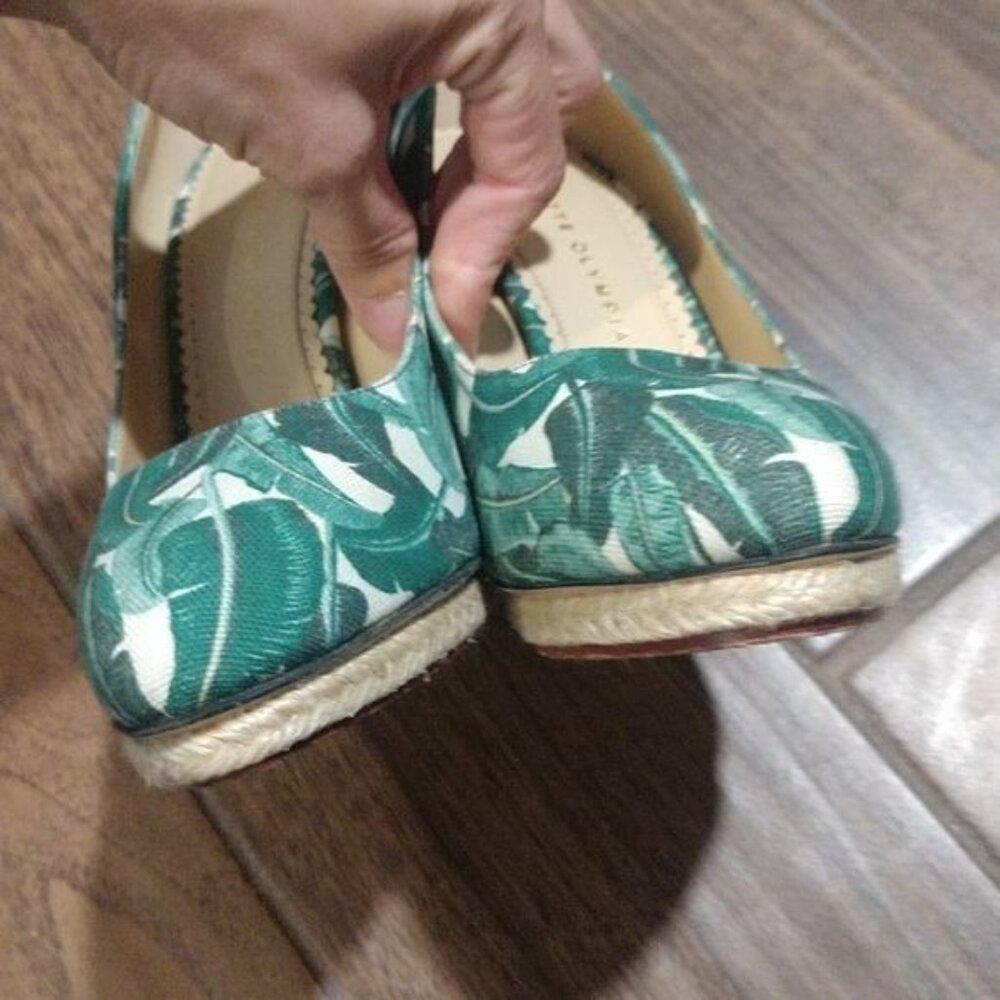 Charlotte Olympia 39 tropical green leaves heels fabric espadrille - Picture 4 of 6